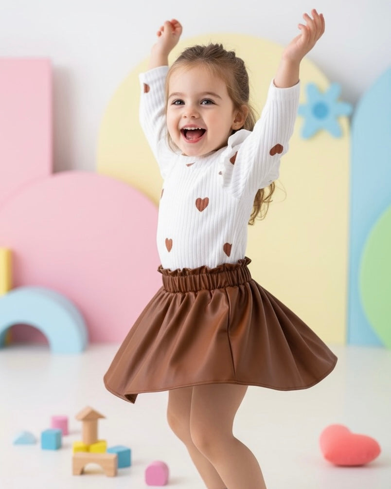 Baby Girl Brown Top & Skirt Set