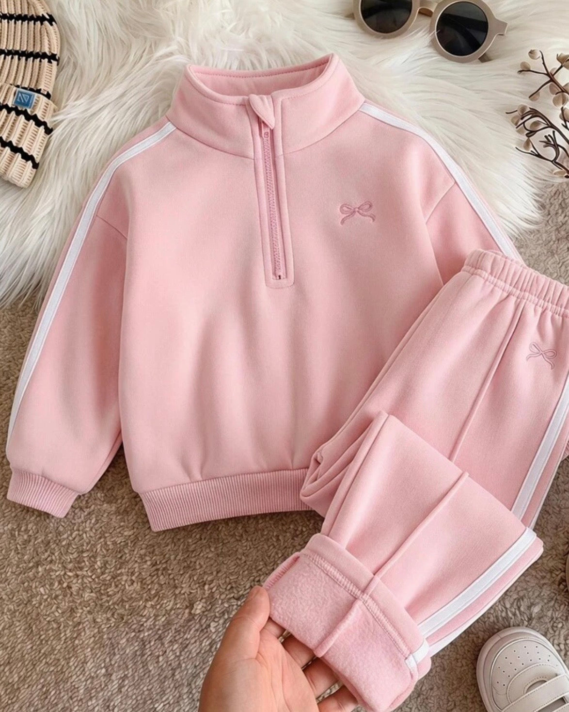 Baby girls Fleece 2pc Zipper Hoodie & Lon Pants - Track Suit