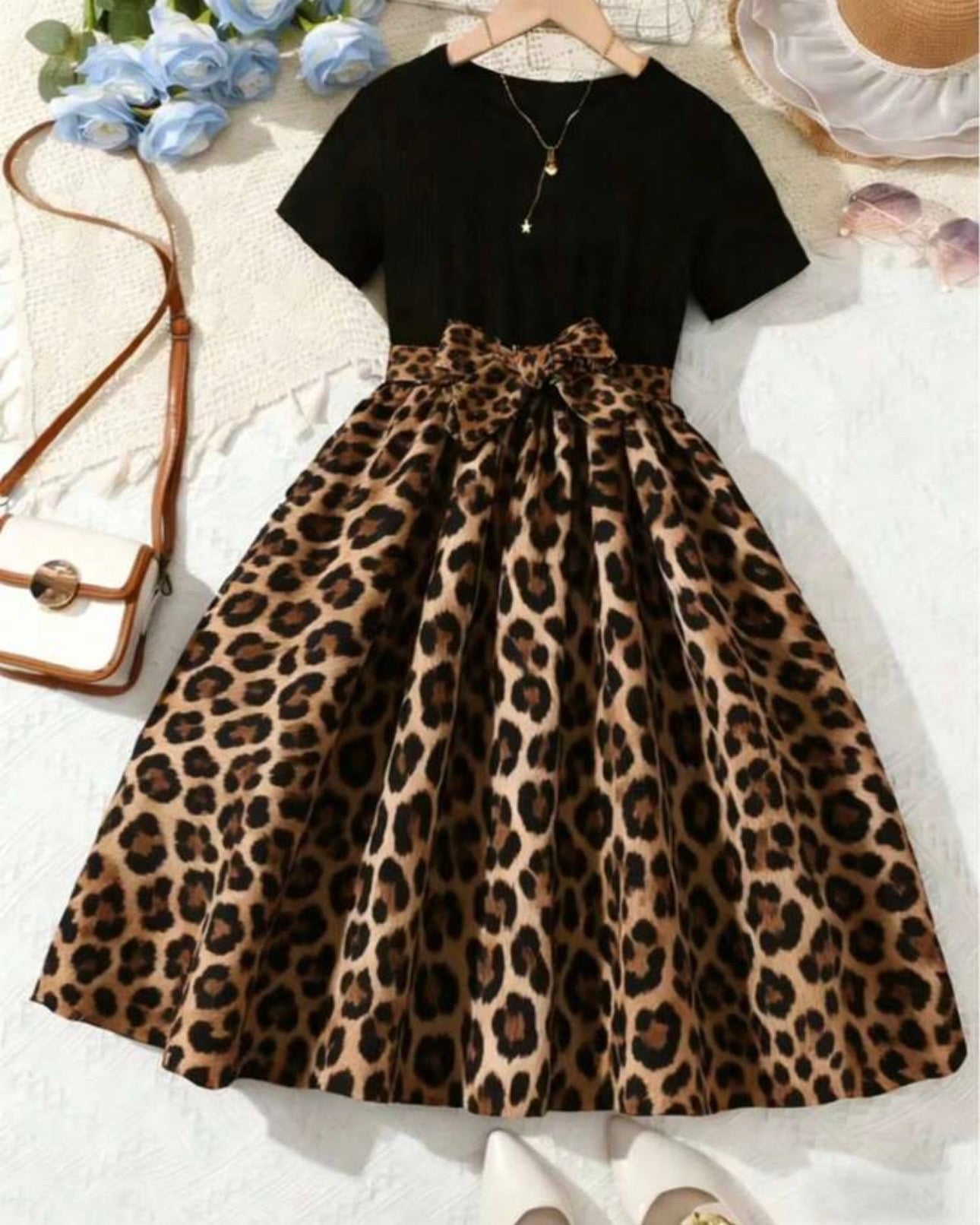 Black Leopard Patchwork Dress – Bold Summer Style