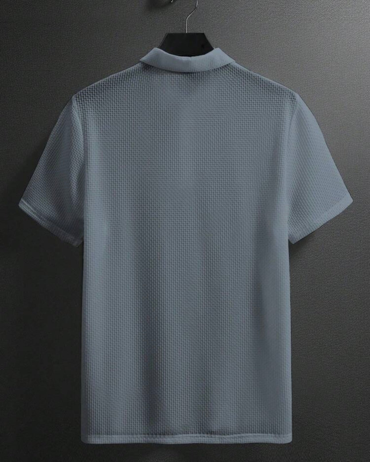Men’s Grey Colour Half Sleeve Casual Textured Polo Shirt – Summer