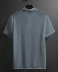 Men’s Grey Colour Half Sleeve Casual Textured Polo Shirt – Summer