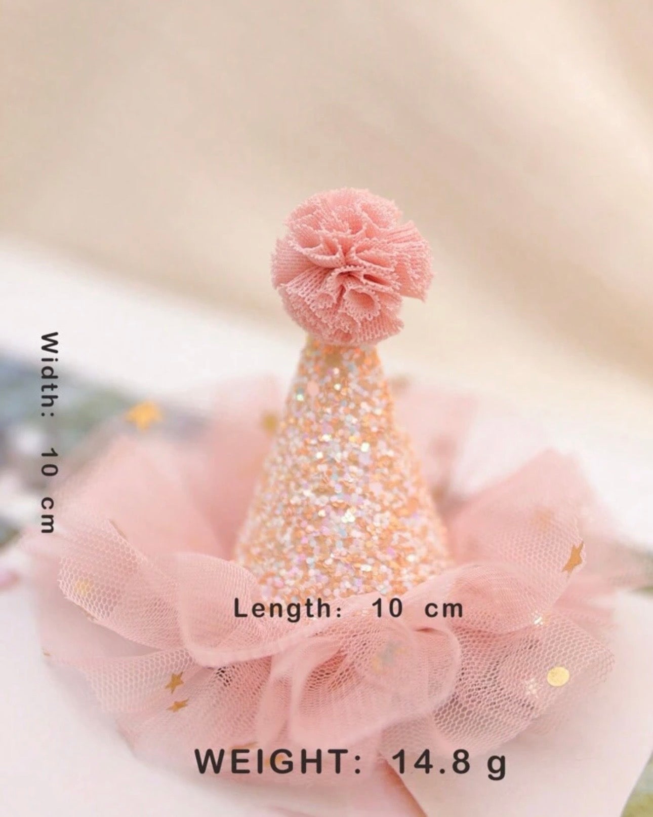 3D Pink Birthday Cap Hair Clip