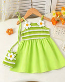 Green & White Floral Cami Dress with Matching Crossbody Bag