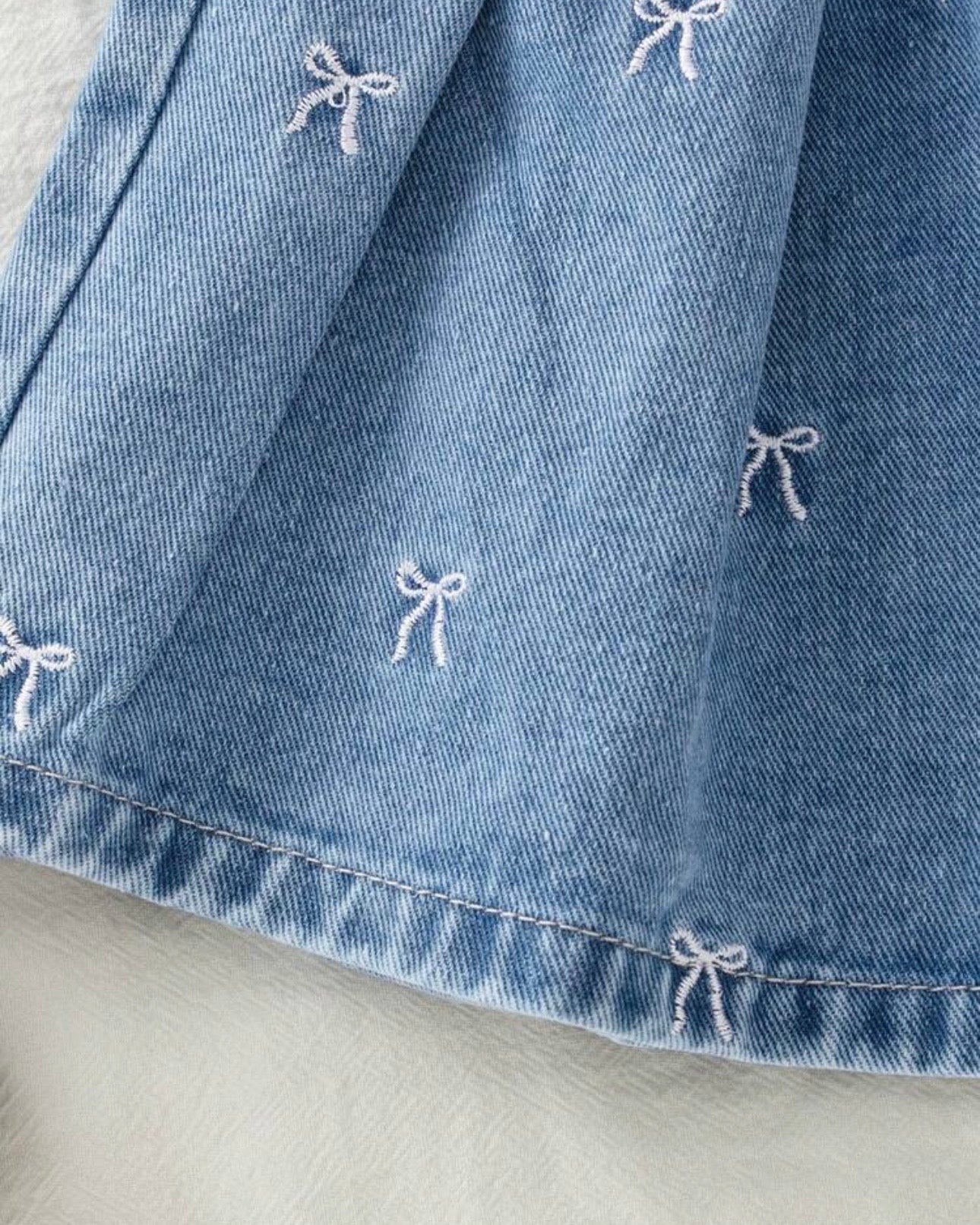 Girls’ Pink Sleeveless Polo Knit Top & Light Blue Denim Skirt