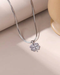 Silver Four-Leaf Clover Pendant Necklace
