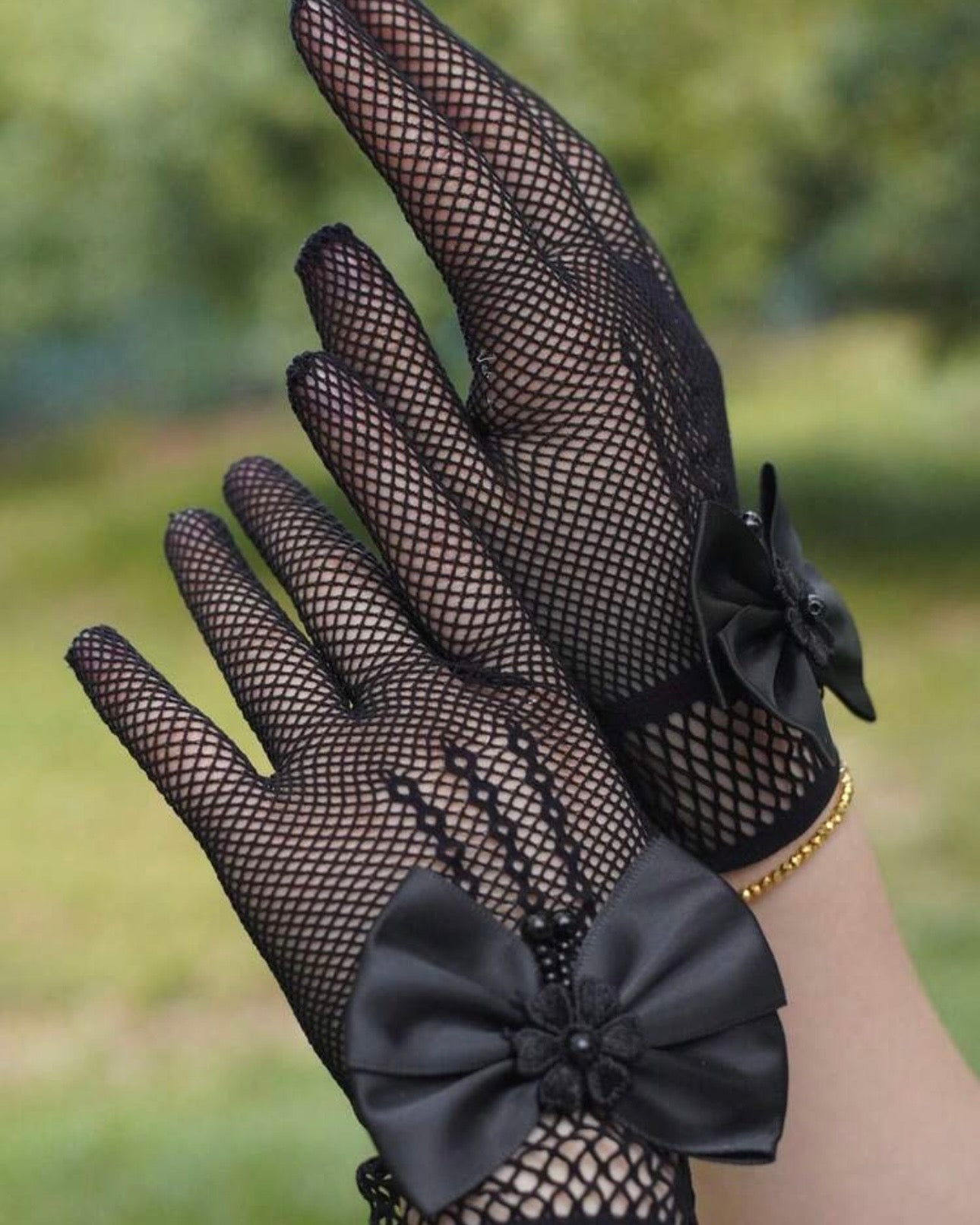 1 Pair Children's Pink Lace Hollow Bow Princess Gloves (4 Colours)