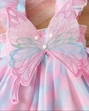 Pink & Blue Tie Dye Print Princess Mesh Dress