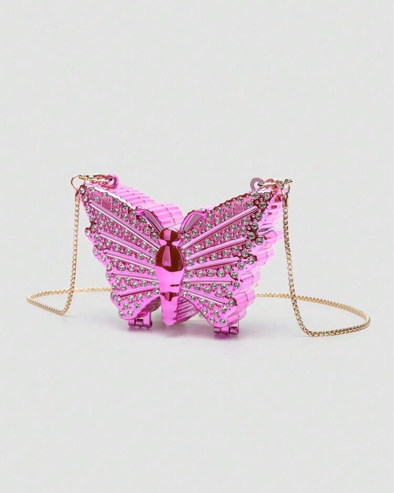 🦋 Mini Metallic Rhinestone Butterfly Clutch Bag