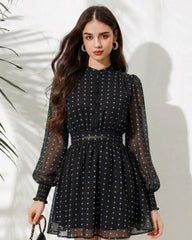 Women's Black Polka Dots Dress for Vacations
