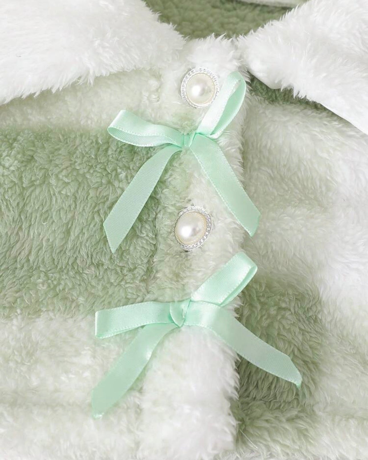 Baby Girl Green Fur Collar Bow Cardigan & A-Line Dress Set – 2-Piece Princess Outfit