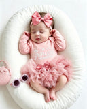 Newborn Baby Girl Romper with Pink Tutu Skirt & Bow Headband
