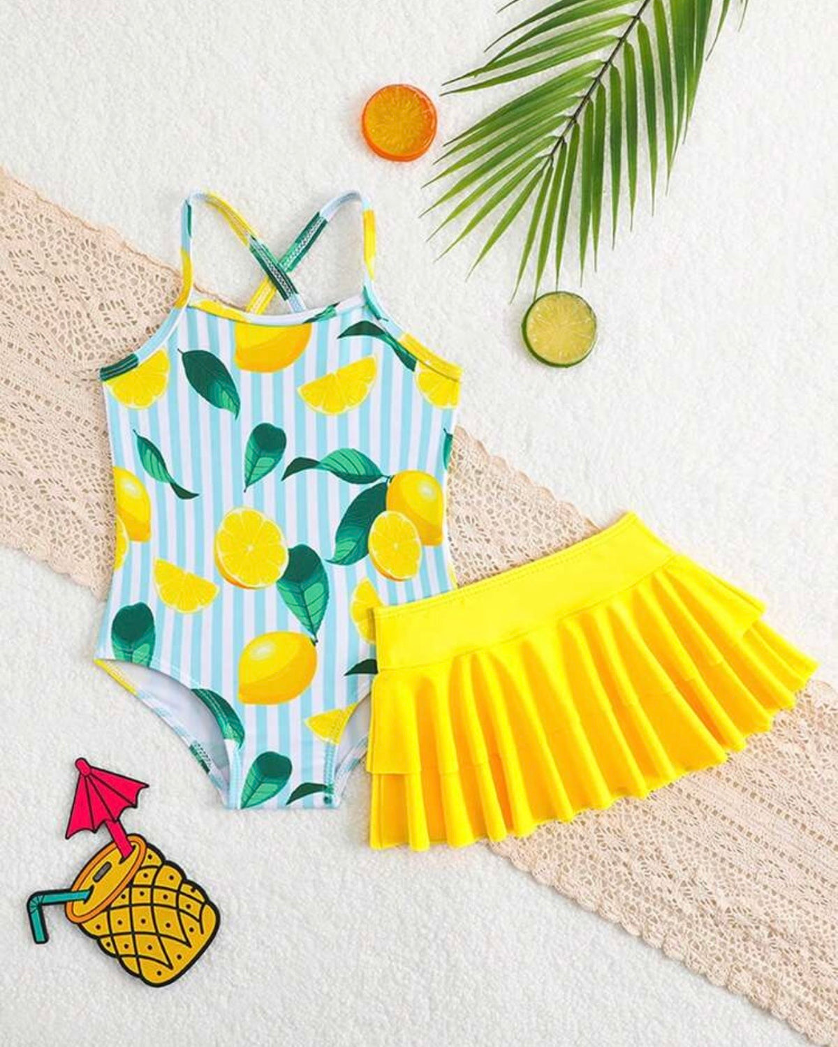Baby Girl Lemon Print Swimwear - 2pc set