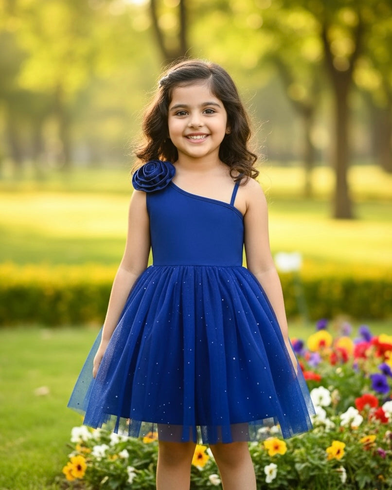 Elegant Blue Color Birthday Party Princess Dress