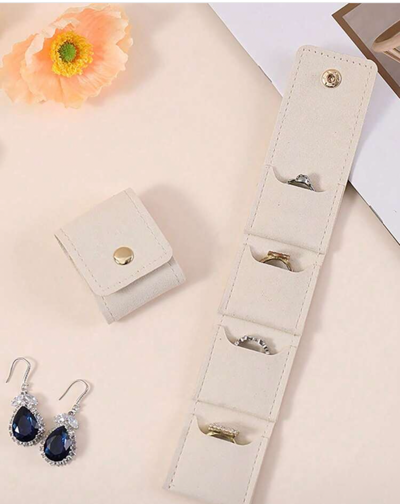 Cute Foldable Jewellery Storage (Beige, Grey, Black, Purple, Pink, Brown)