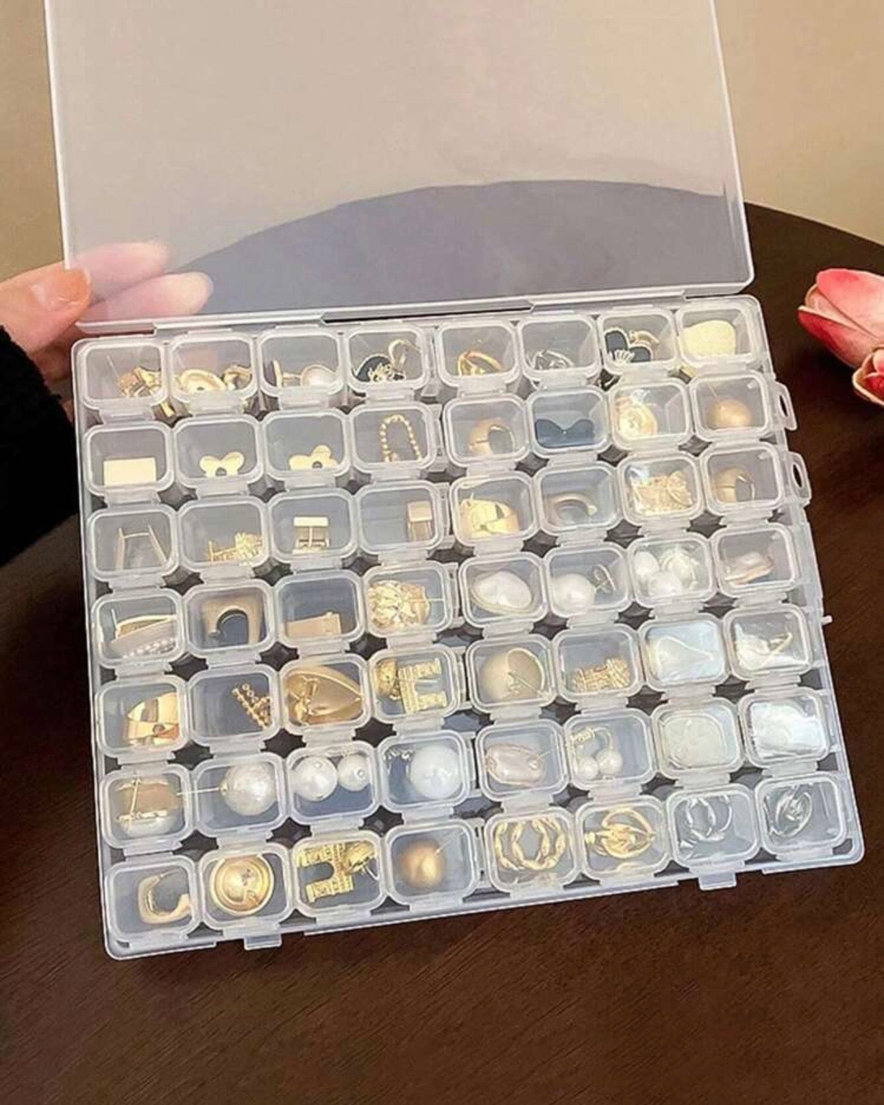 Multi-Functional Transparent Jewellery Storage Box with 28/56 Compartments