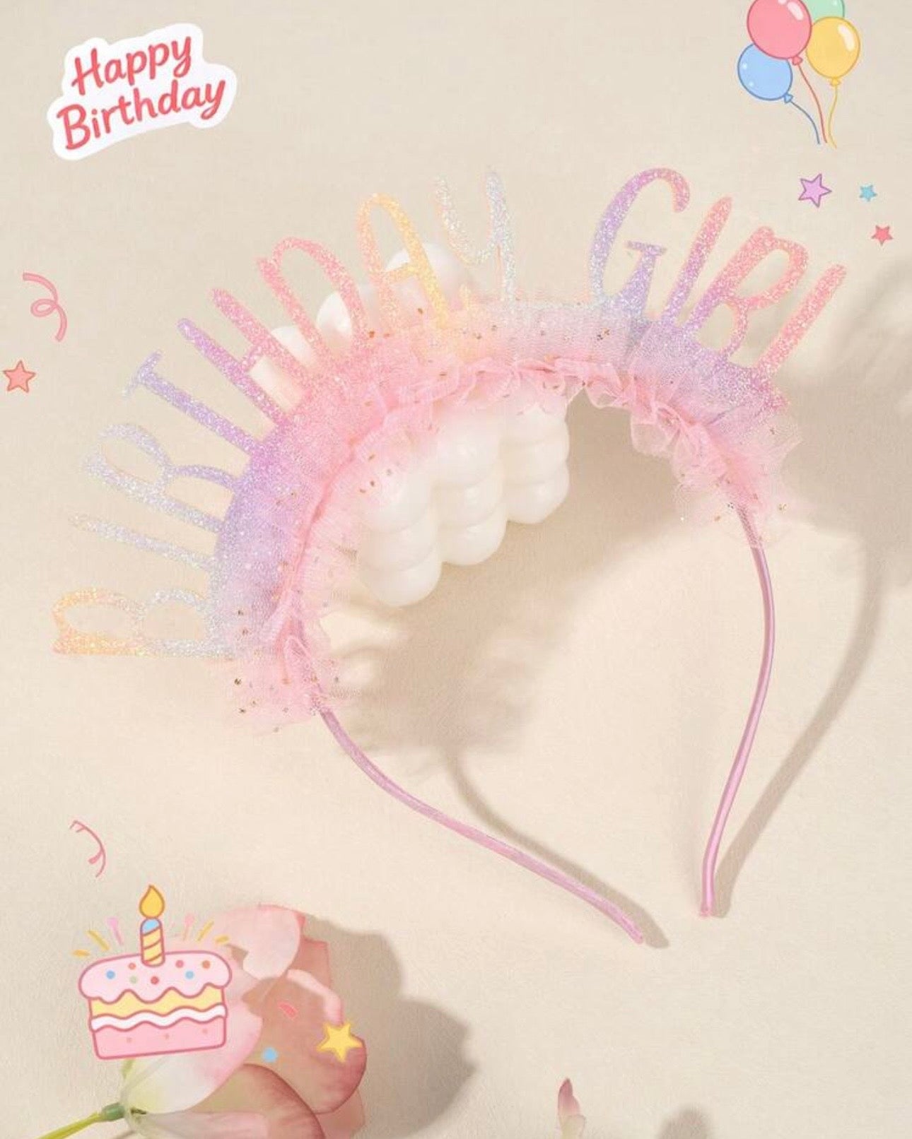 Girls Glitter Birthday Girl Headband