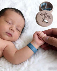 Wooden Baby Birth Bracelet Keepsake Box – Elegant Baby Shower Gift | Newborn Memory Storage Box