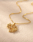 1pc Elegant Premium Quality Heart & Flower Alphabet Pendant Necklace