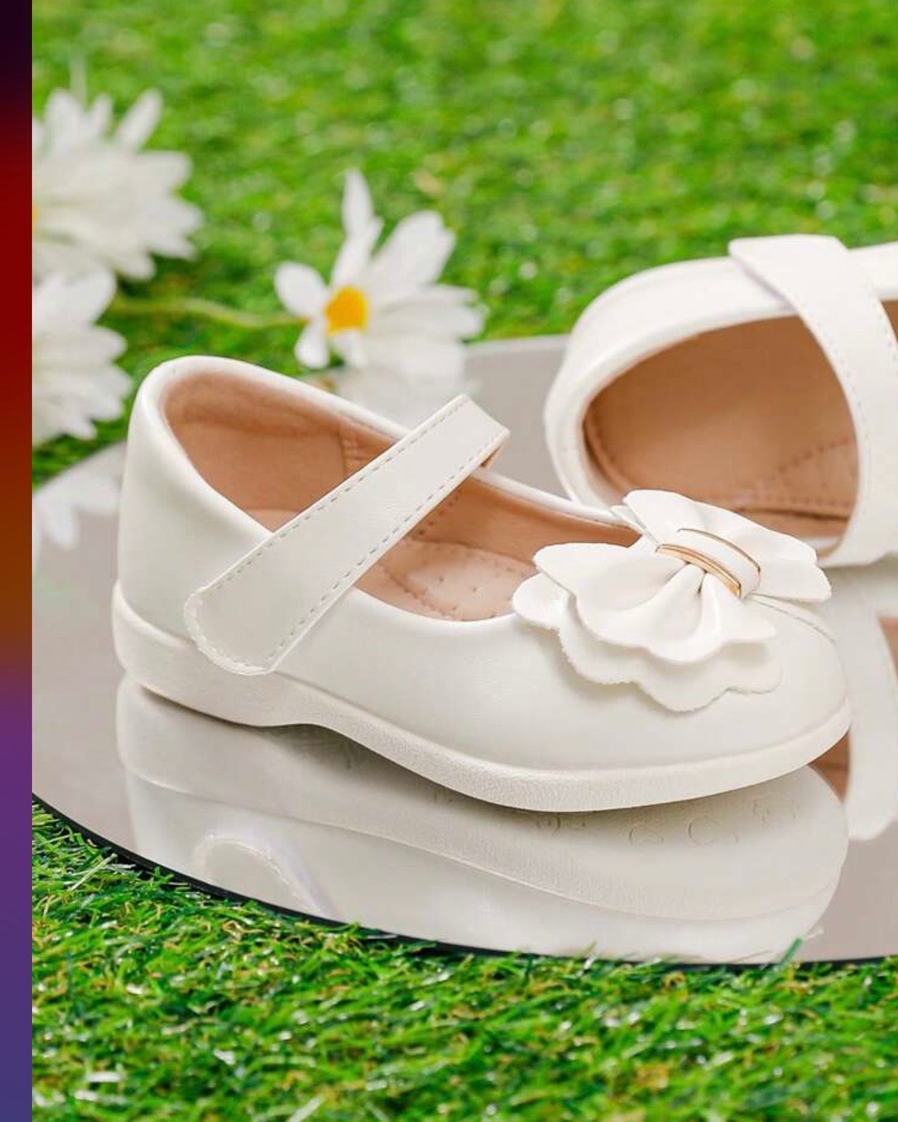 Girls Premium White Bow Shoes