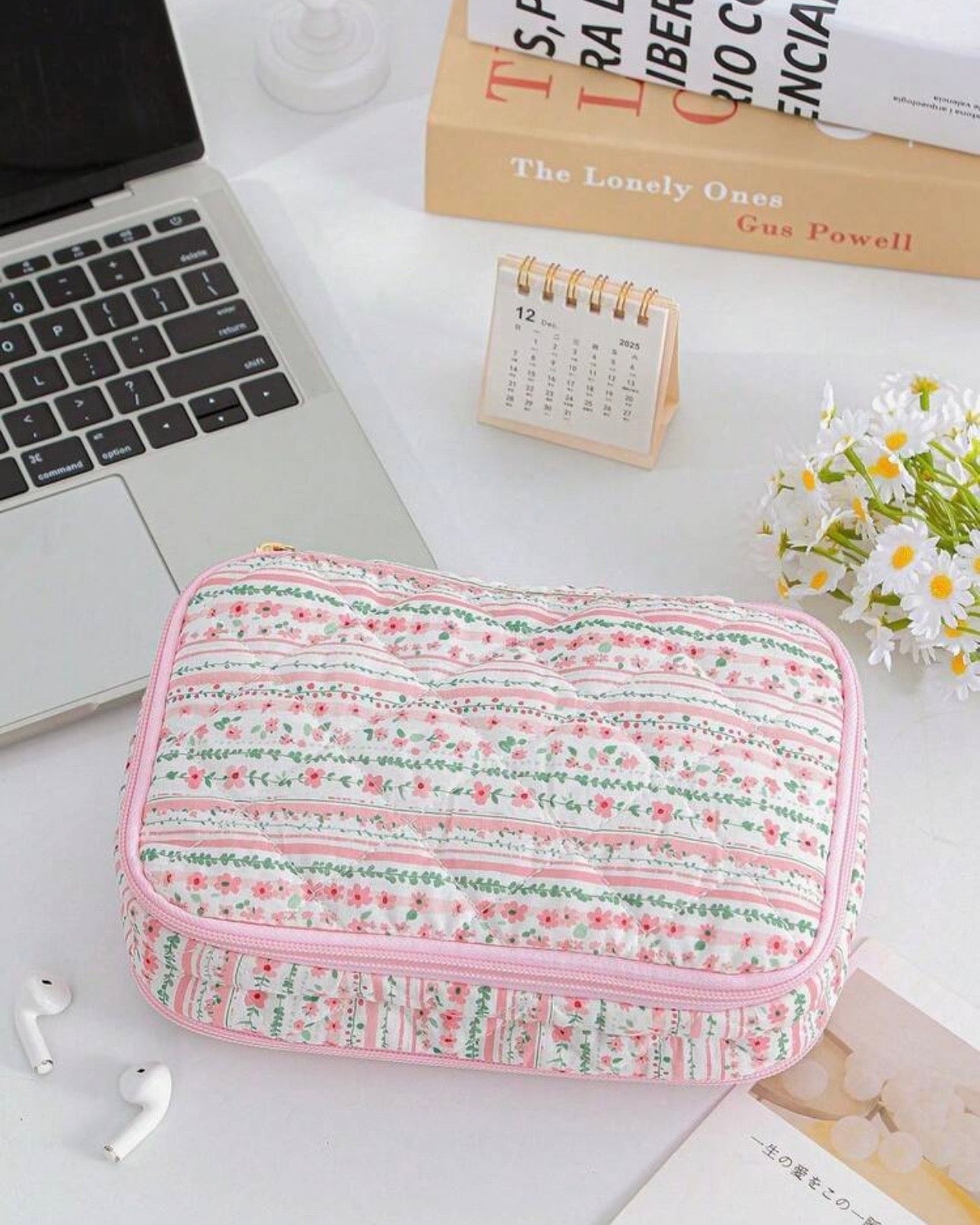 Multicolor Floral Quilted Vanity Organizer Bag