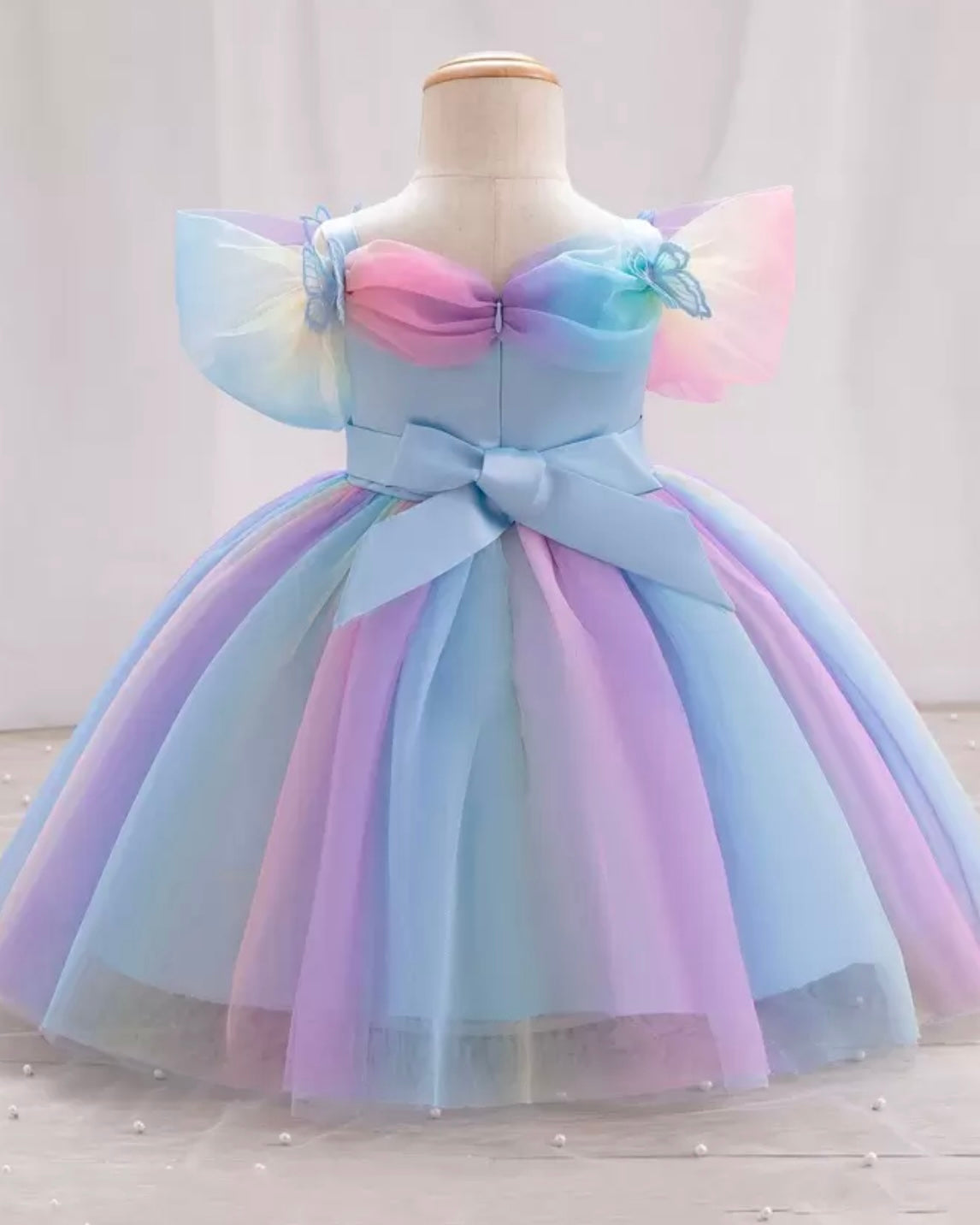 Baby Girls Rainbow Strap Party Dress – Elegant Birthday & Flower Girl Dress