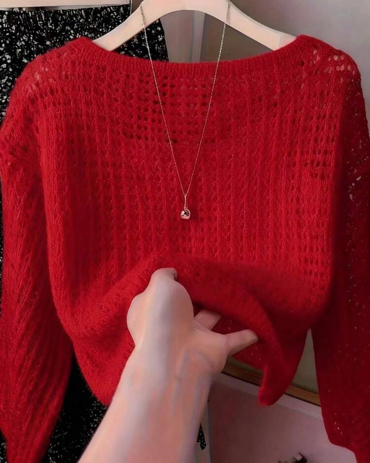 Casual Loose Solid Color Hollow Out Slouchy Semi-Sheer Thin Knit Top (6 Colours)