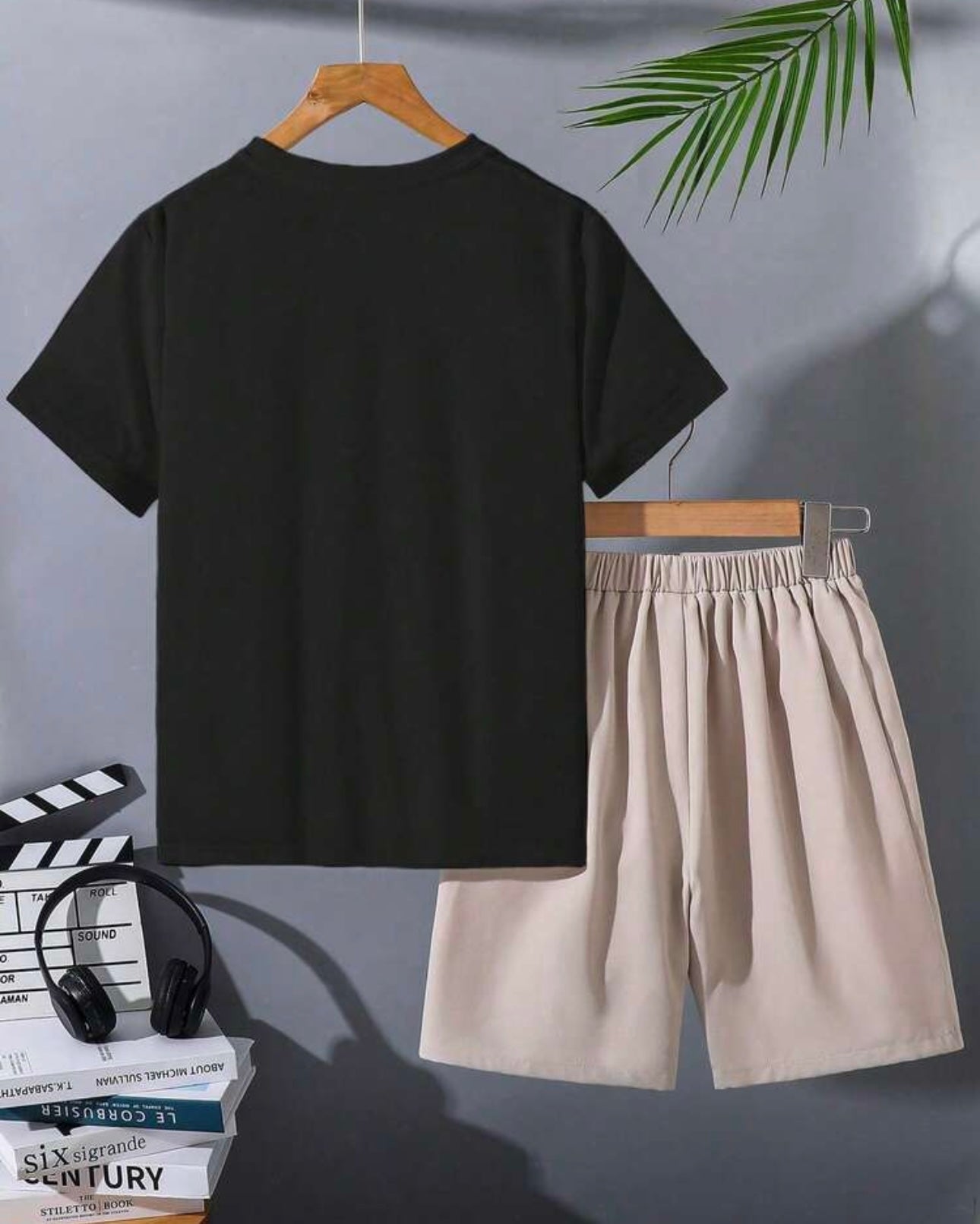 Boy Lion Print Black Short Sleeve T-Shirt & Shorts Summer Outfit Set