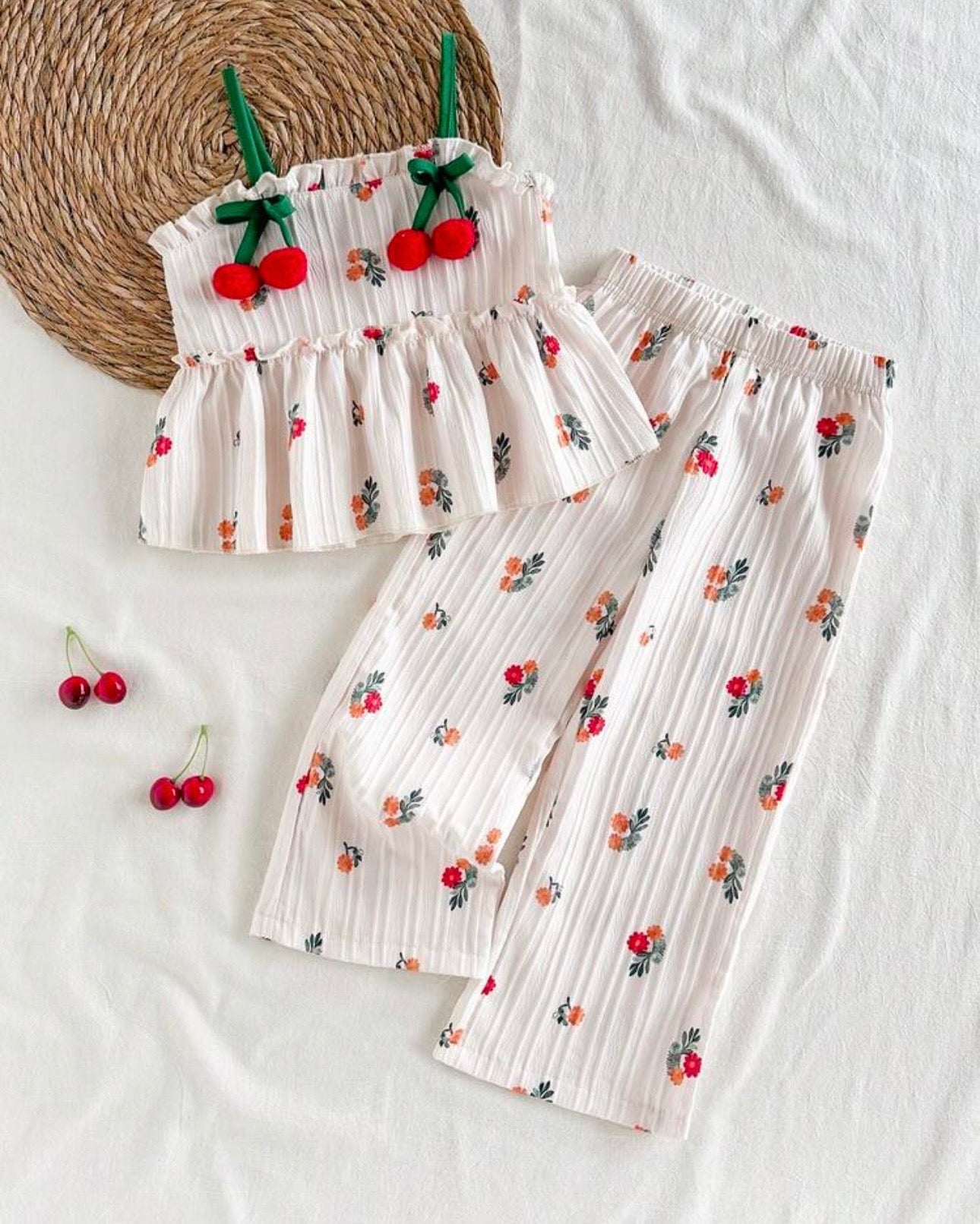 2pcs Girls Floral Camisole & Wide Leg Pants Set – 2pcs Summer Outfit