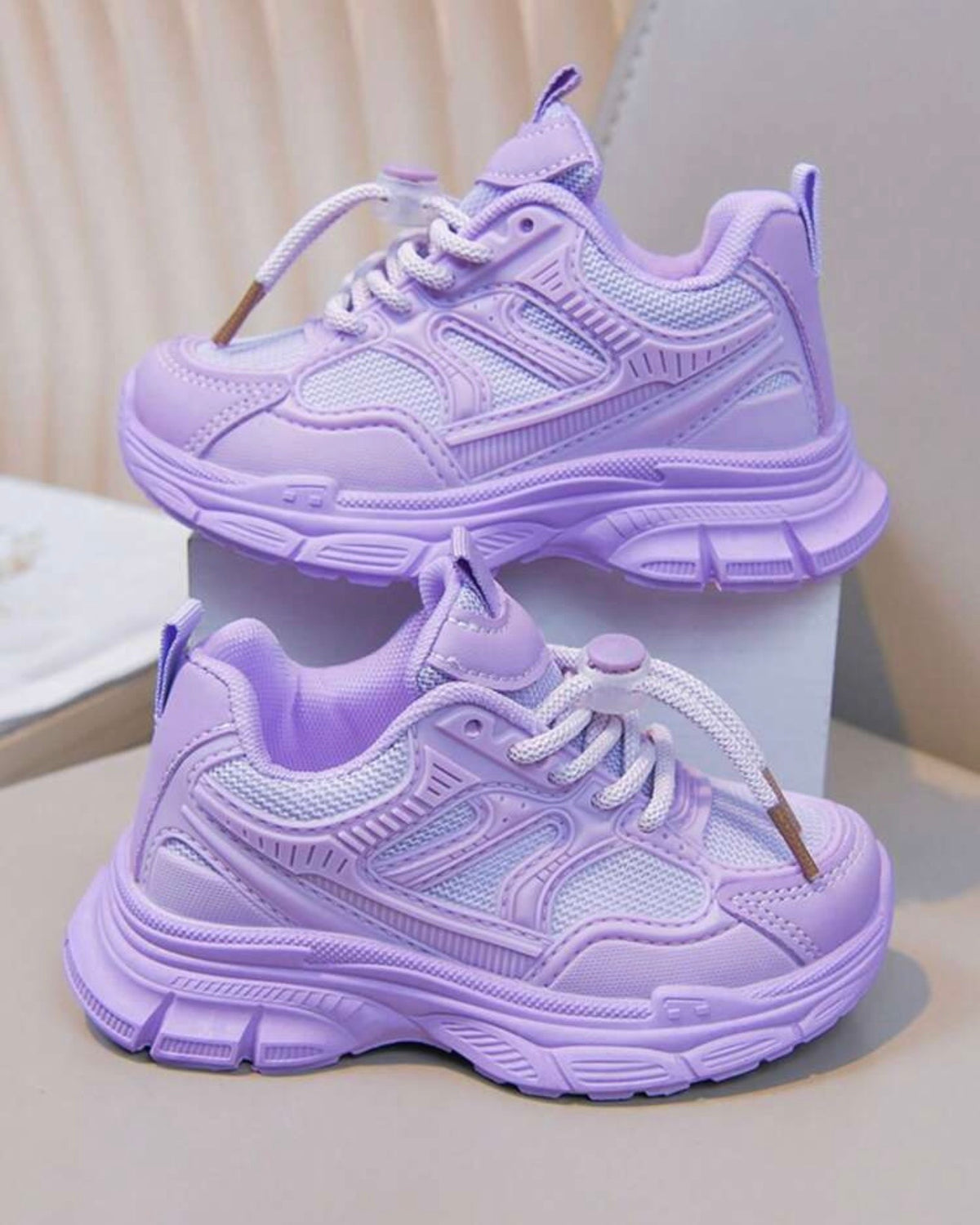 Girls’ Purple Color Casual Sports Shoes – Fashion PU Sneakers for Daily Wear