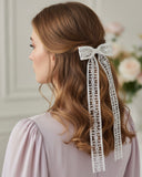 Women’s Premium White Crochet/ Embroidered Lace Bow Hair Clip