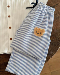 Kids 2pcs Young Boy Woven White Casual Shirt And Striped Casual Pants