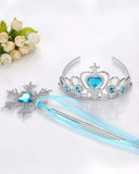 1 Set Girls' Blue Princess Crown & Magic Wand