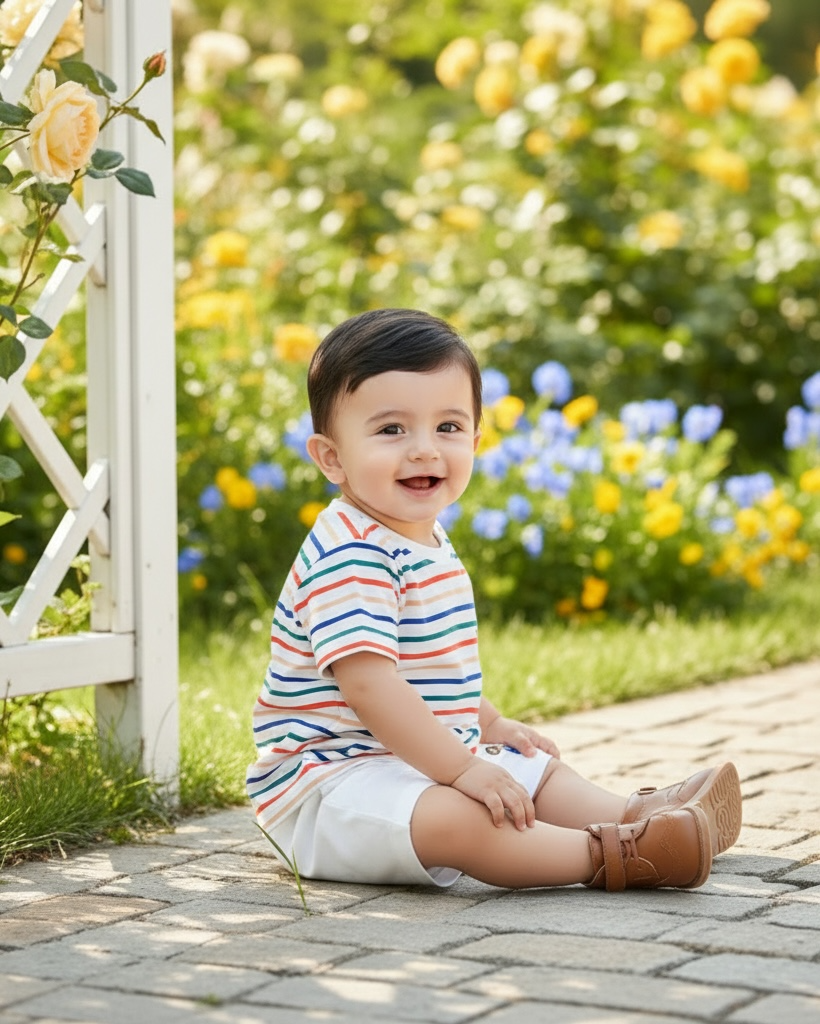 Baby Boy Number & Cartoon Striped Summer Set