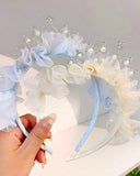 1pc Crown & Pearl Mesh Birthday Headband