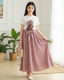 Teen Girls 2-Piece White Graphic Knit T-Shirt & Ditsy Floral Skirt Set