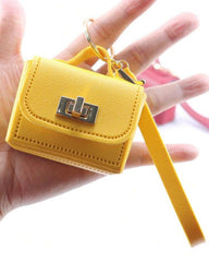 Plain Leather Mini Bag with Rotatable Lock (Yellow, Pink, Brown, Meroon)