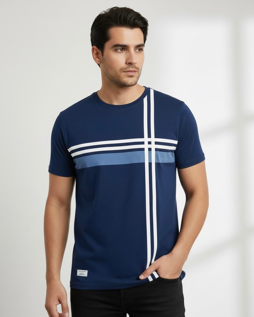 Men's Striped Crew Neck Short Sleeve Casual Versatile T-Shirt