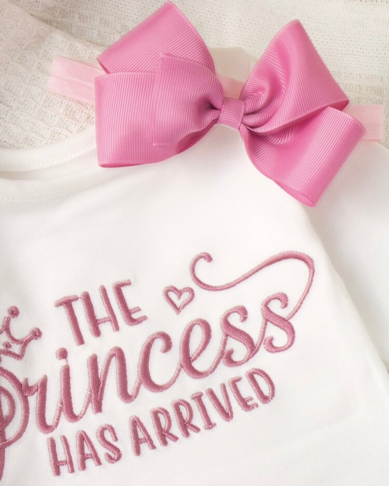 Newborn Baby Girl Romper with Dusty Pink Tutu Skirt & Bow Headband