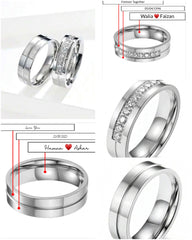 Custom Silver Premium Quality Inner and Outer Engraved Couple Rings