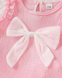 Girls 2-Piece 3D Bow Tank Top & Washed Denim Lace Shorts