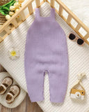 Baby Girl Purple 3D Bow Decor Knitted Strap Jumpsuit