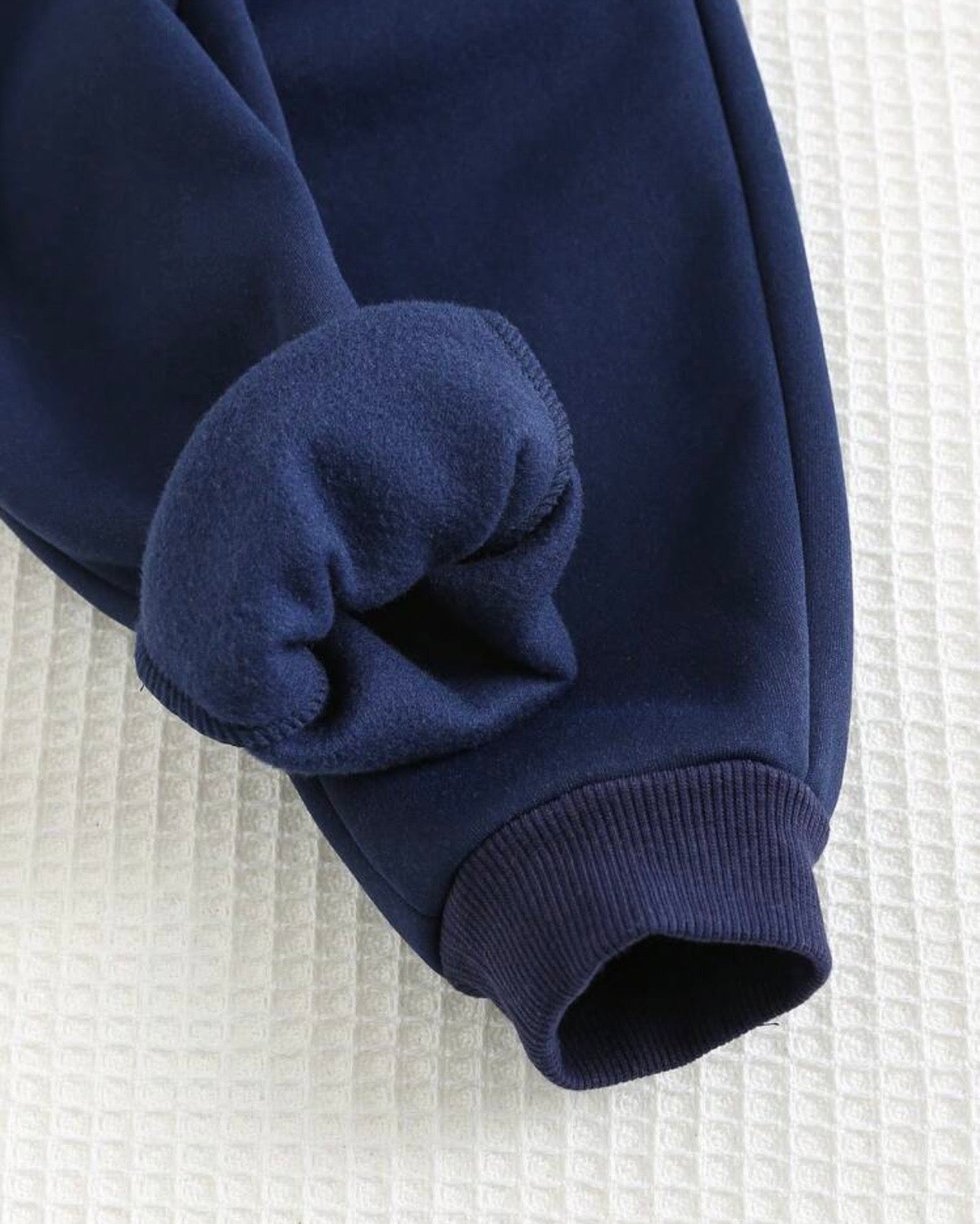 2pcs Baby Boy Bear Round Neck Hoodie And Blue Pants Set