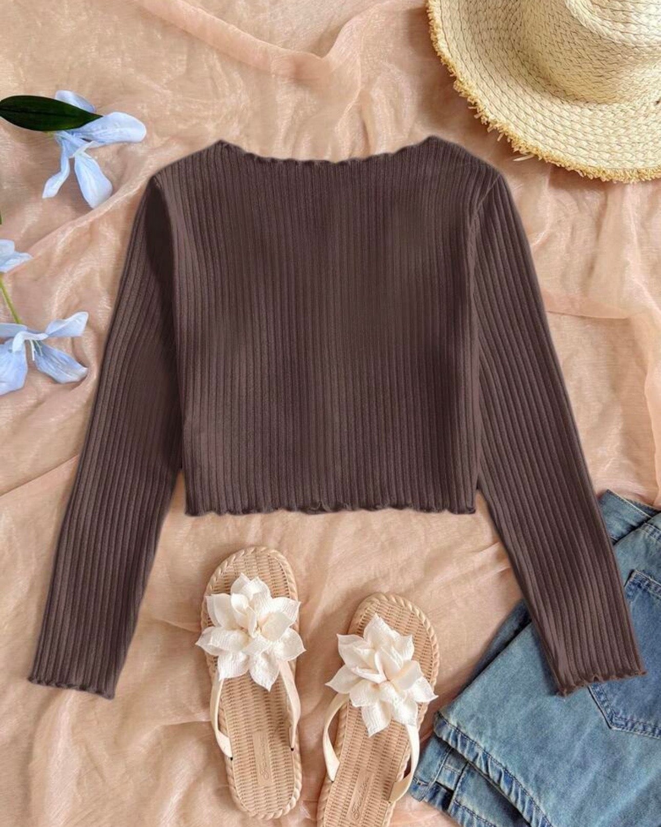 Tween Girls Ribbed V-Neck Ruffle Trim Button Front Cardigan