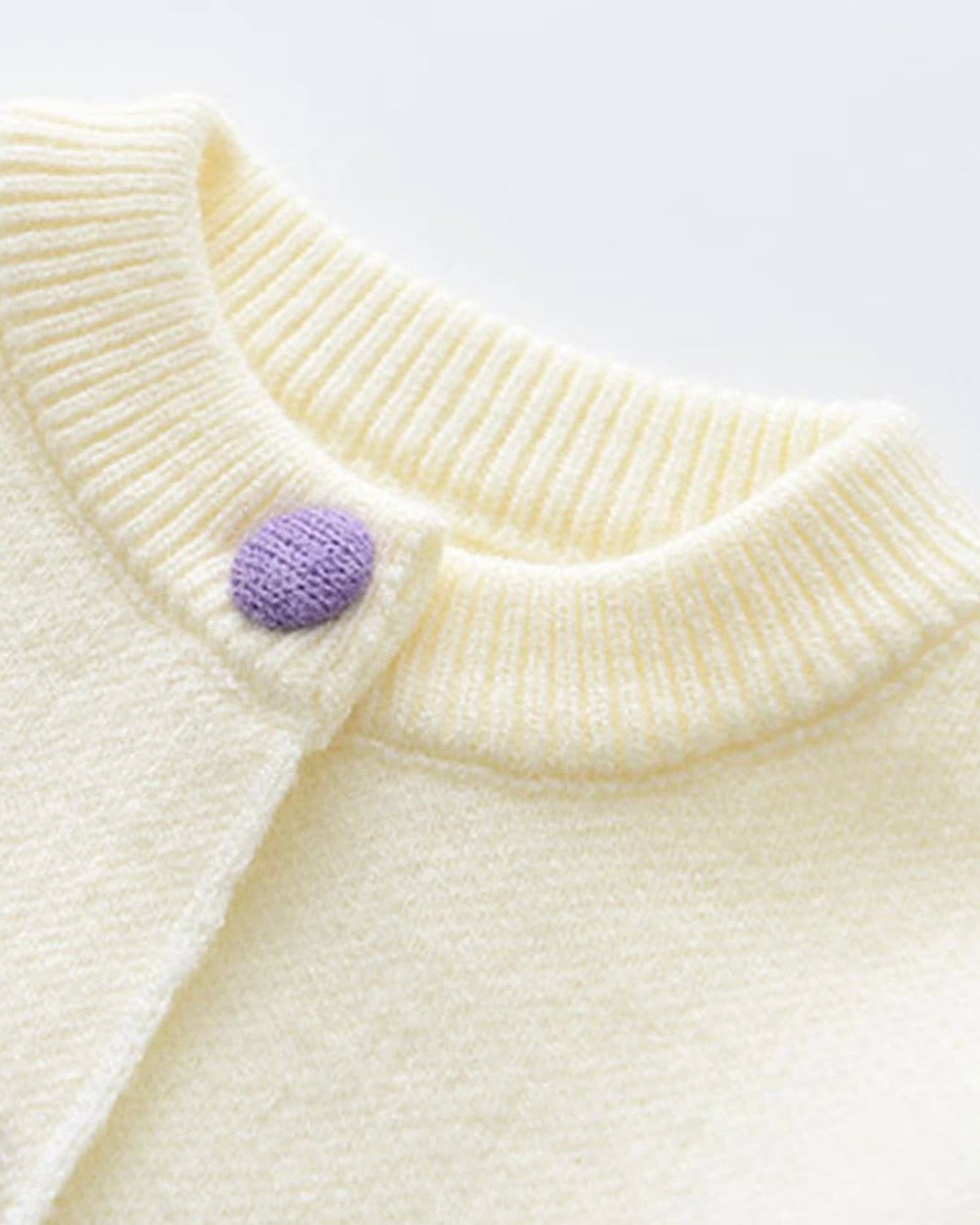 Girls' Purple Long Sleeve Fruit Pom Pom Decorated Sweater And Pleated Skirt