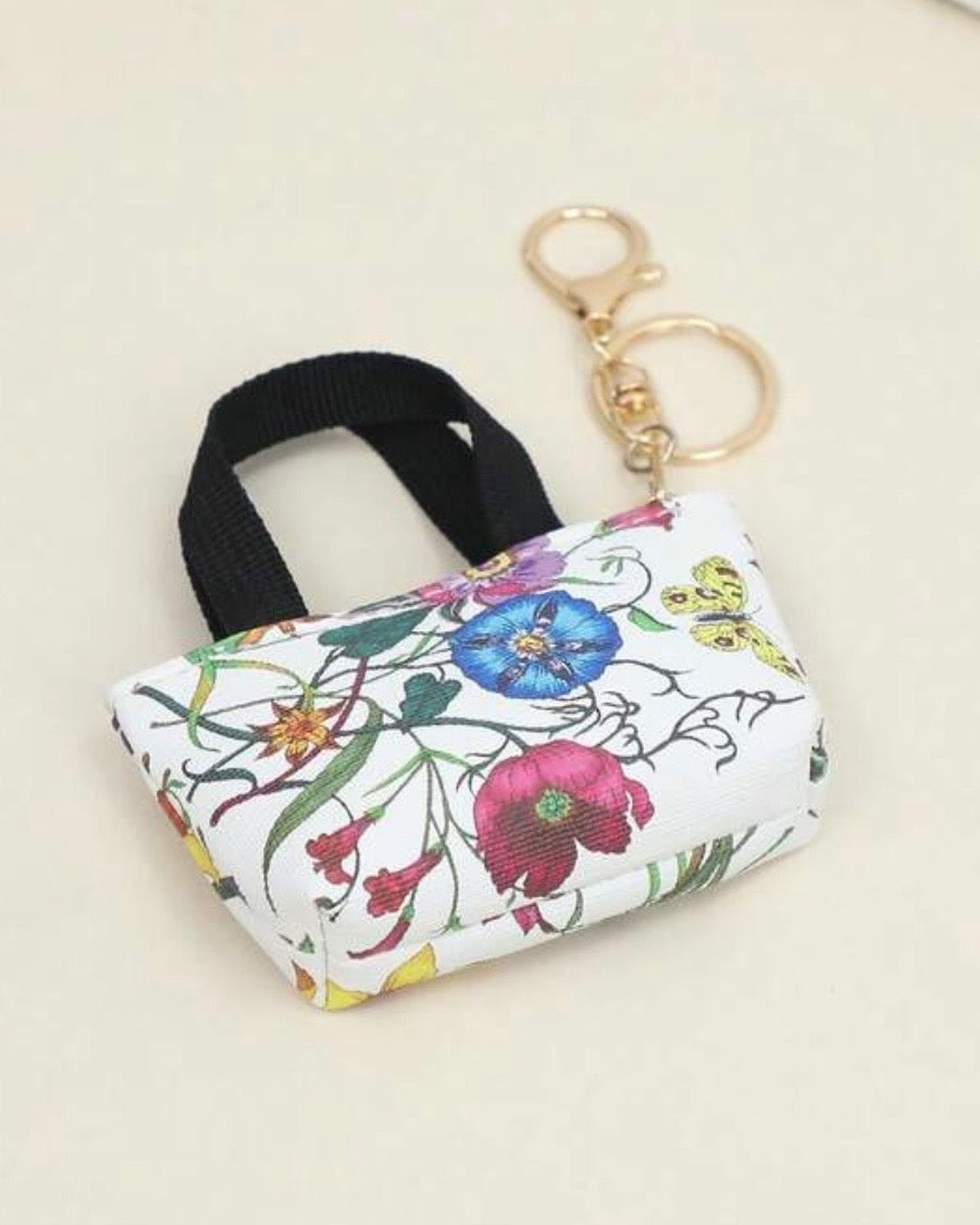 White Floral mini handbag - Bag Charm