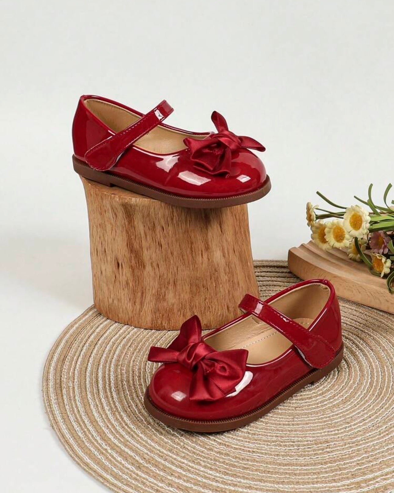 Premium Red Girls Bow Sandals