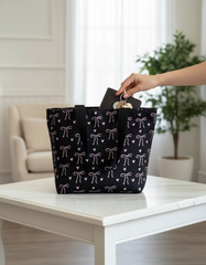 Royal Blue Bow & Heart Print Travel Tote Bag