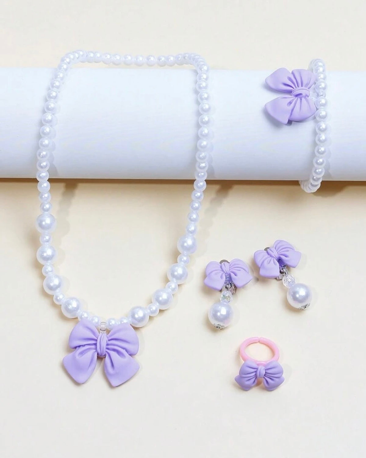 5pcs Girls Cute Purple Bow Jewelry Set for Kids