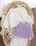 Baby Girl Sweater Set 3D Colorful Floral Round Neck Knit 2 Pieces Set