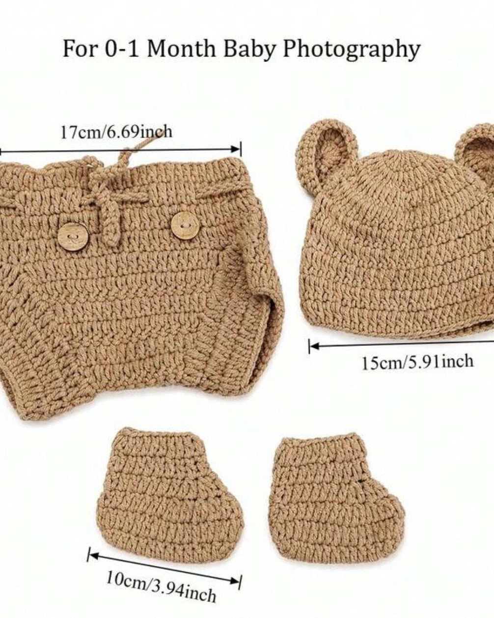 0-1M Newborn Unisex Photography Outfits (3 Colours)